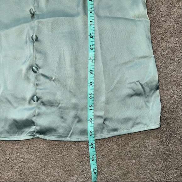 SHEIN / Frenchy Puff Sleeve Button Front Blouse top Mint Green M NWT - Picture 9 of 9
